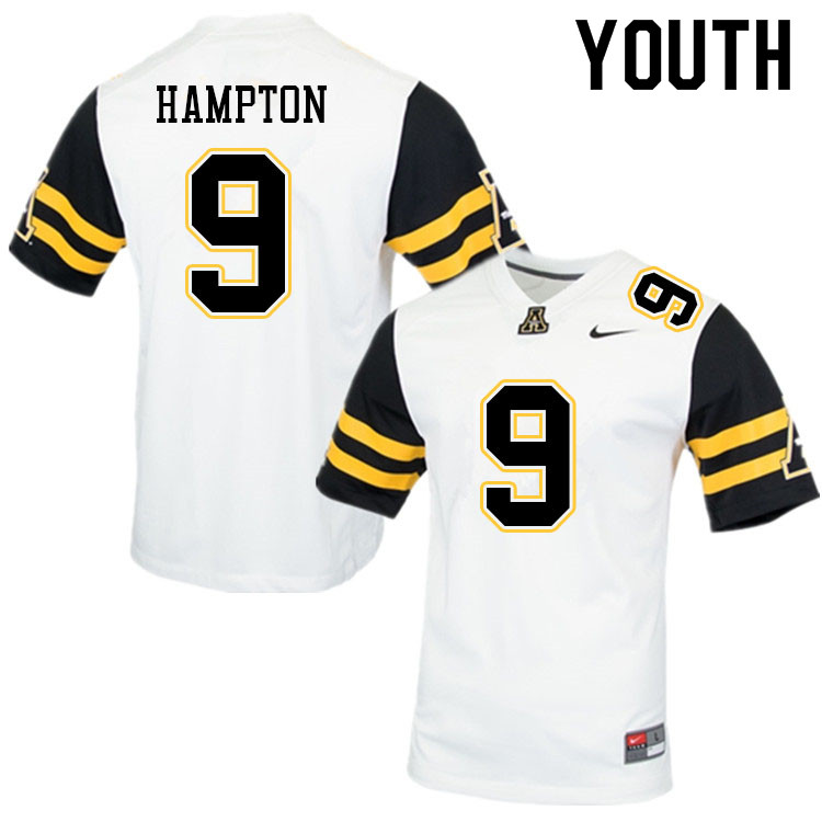 Youth #9 Nick Hampton Appalachian State Mountaineers College Football Jerseys Sale-White